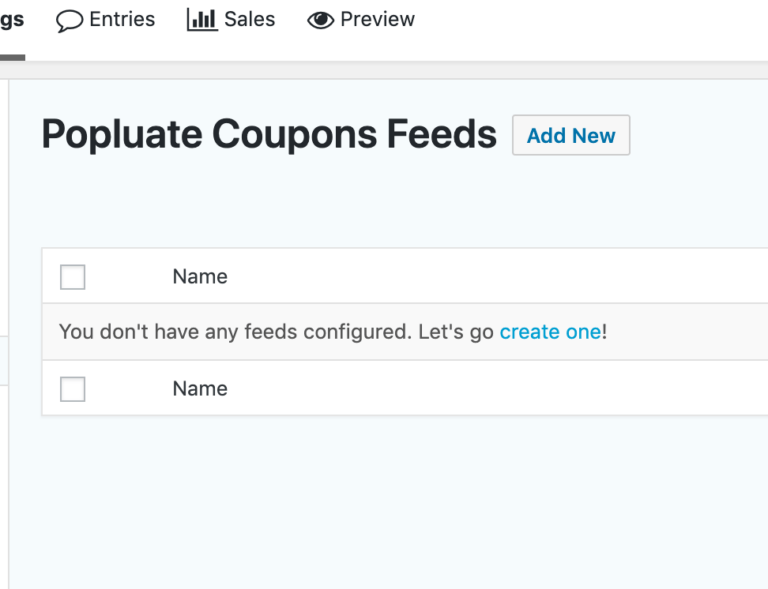 Gravity Forms Dynamic Coupon - Create Feed